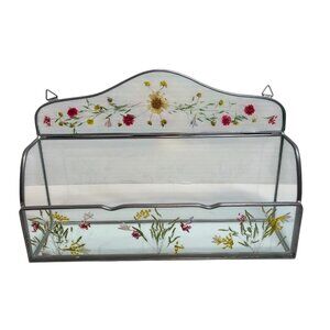 Handcrafted Pressed Flower Glass Wall-Mounted Organizer With Metal Frame